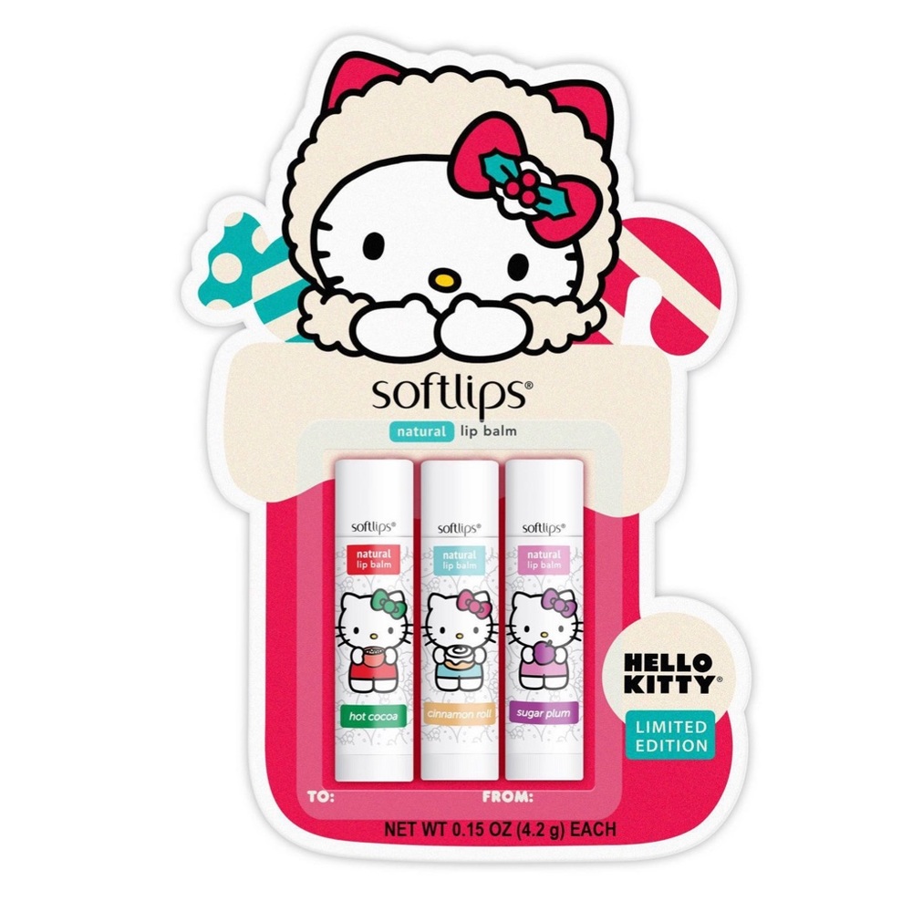 Softlips Hello Kitty Lip Balm Stocking Stuffer 3 Pack BRAND NEW